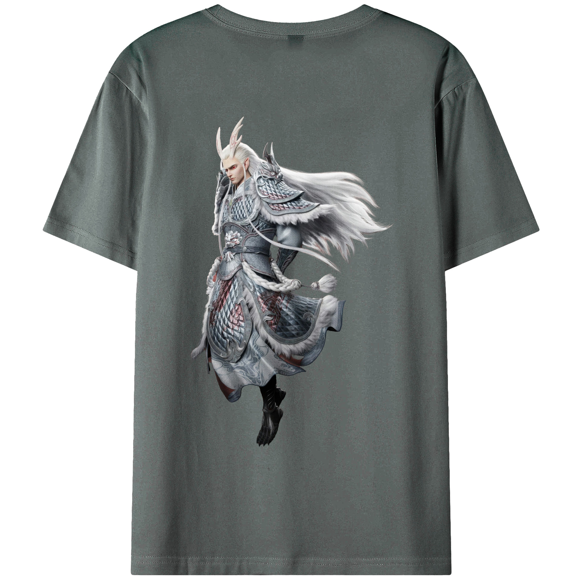 （画像用） Ne Zha 2 ナタ 魔童の大暴れ 綿100％ メンズ半袖Tシャツ（バックプリント） 通気性